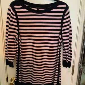 Talbots Blue and Pink Striped Knit sweater 3/4 sleeve.